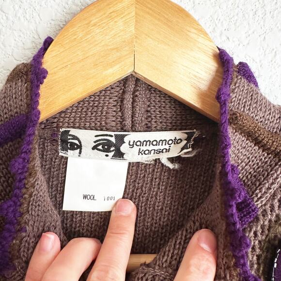 Vtg 80s Rare Yamamoto Kansai 100% Wool Cardigan Japanese Avant-Garde 3D Knit - Picture 6 of 9